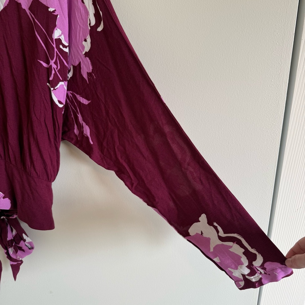 Free People Say You Love Me floral Pront Key House Blouse Size Large NWT #146 - Picture 5 of 6